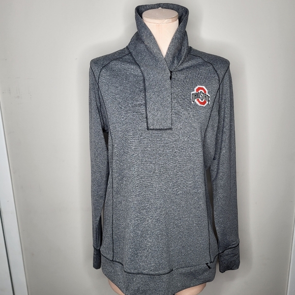 Ohio State Cutter & Buck NWT New Womens Quarter Zip Gray Long Sleeve Top Size M - Picture 1 of 13